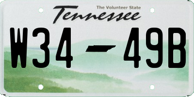 TN license plate W3449B