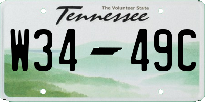 TN license plate W3449C