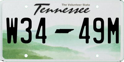 TN license plate W3449M