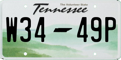 TN license plate W3449P