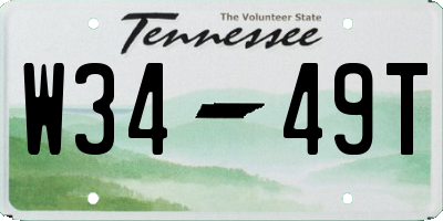 TN license plate W3449T