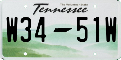 TN license plate W3451W