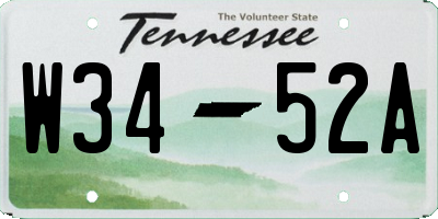 TN license plate W3452A