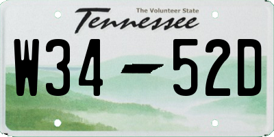 TN license plate W3452D