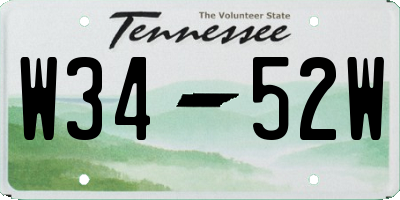 TN license plate W3452W