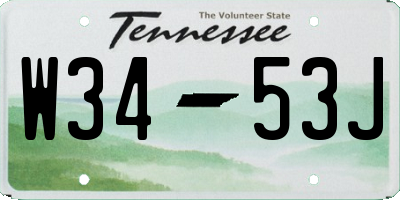 TN license plate W3453J