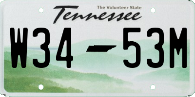 TN license plate W3453M