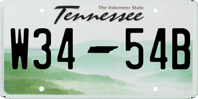 TN license plate W3454B
