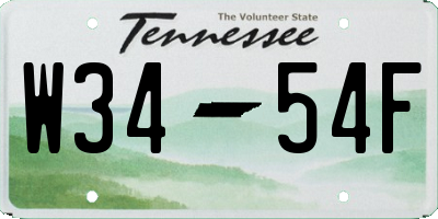 TN license plate W3454F