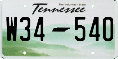 TN license plate W3454O