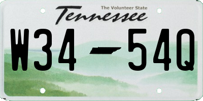 TN license plate W3454Q