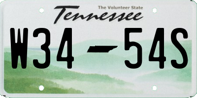 TN license plate W3454S