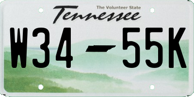 TN license plate W3455K