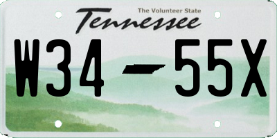 TN license plate W3455X