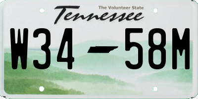 TN license plate W3458M