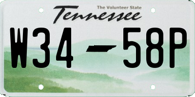 TN license plate W3458P