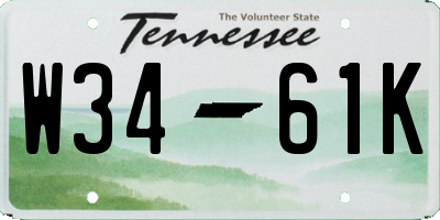 TN license plate W3461K