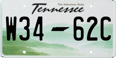 TN license plate W3462C