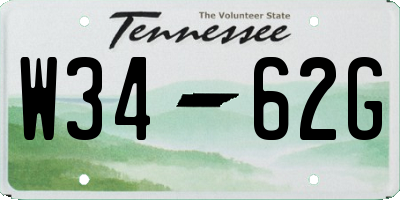 TN license plate W3462G