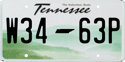 TN license plate W3463P