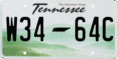 TN license plate W3464C