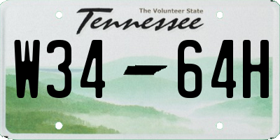 TN license plate W3464H