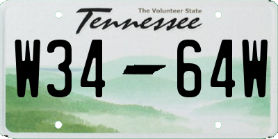 TN license plate W3464W
