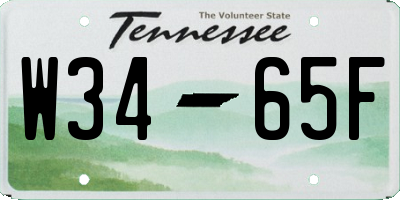 TN license plate W3465F