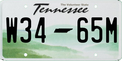 TN license plate W3465M