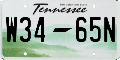TN license plate W3465N