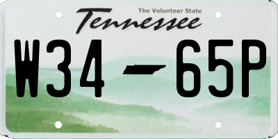 TN license plate W3465P