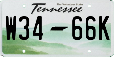 TN license plate W3466K