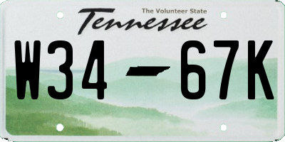 TN license plate W3467K