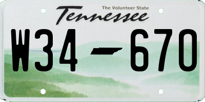TN license plate W3467O