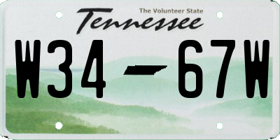 TN license plate W3467W
