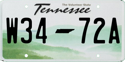 TN license plate W3472A