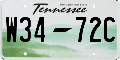 TN license plate W3472C