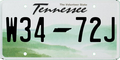 TN license plate W3472J