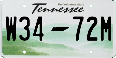 TN license plate W3472M