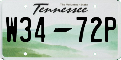 TN license plate W3472P
