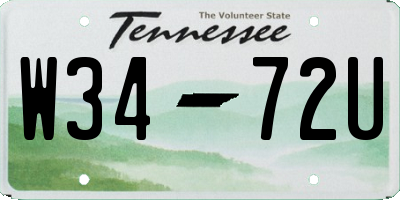 TN license plate W3472U