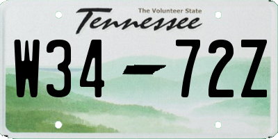 TN license plate W3472Z