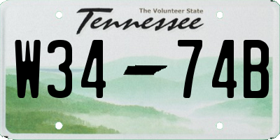 TN license plate W3474B