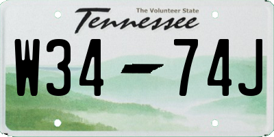 TN license plate W3474J