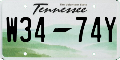 TN license plate W3474Y