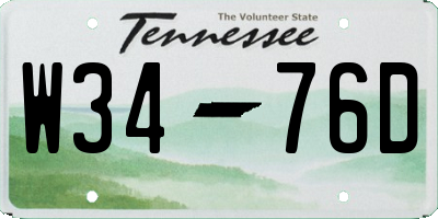 TN license plate W3476D