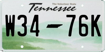 TN license plate W3476K
