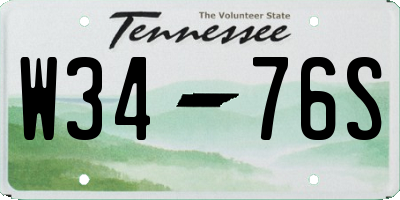 TN license plate W3476S