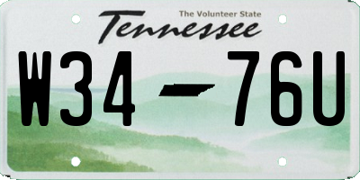 TN license plate W3476U