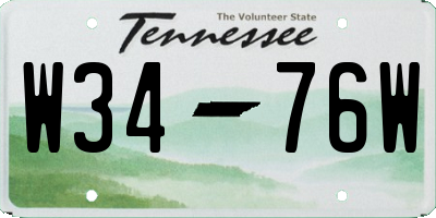 TN license plate W3476W